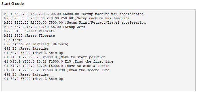 ender 5 default start gcode bltouch example