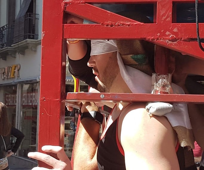 Man carrying Semana Santa float