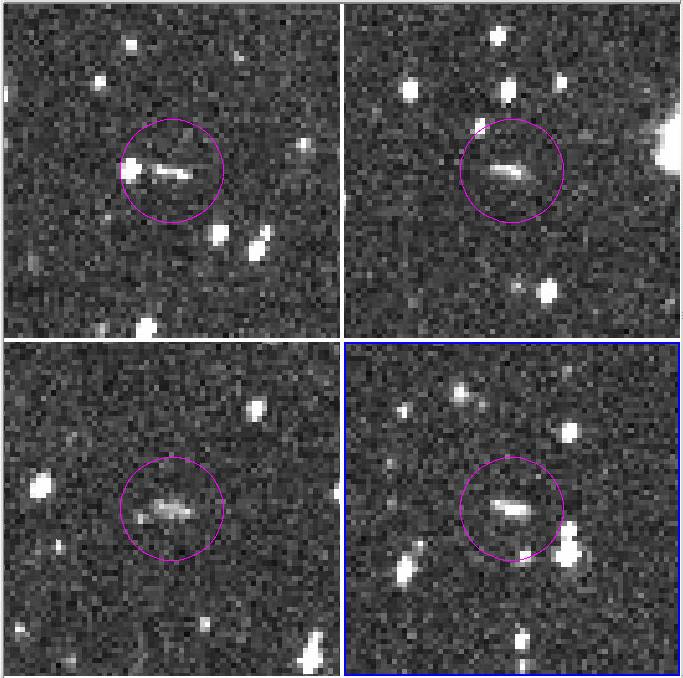 Imagens do asteroide ZLAF9B2. Créditos: Catalina