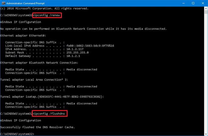 reset connection settings windows 10