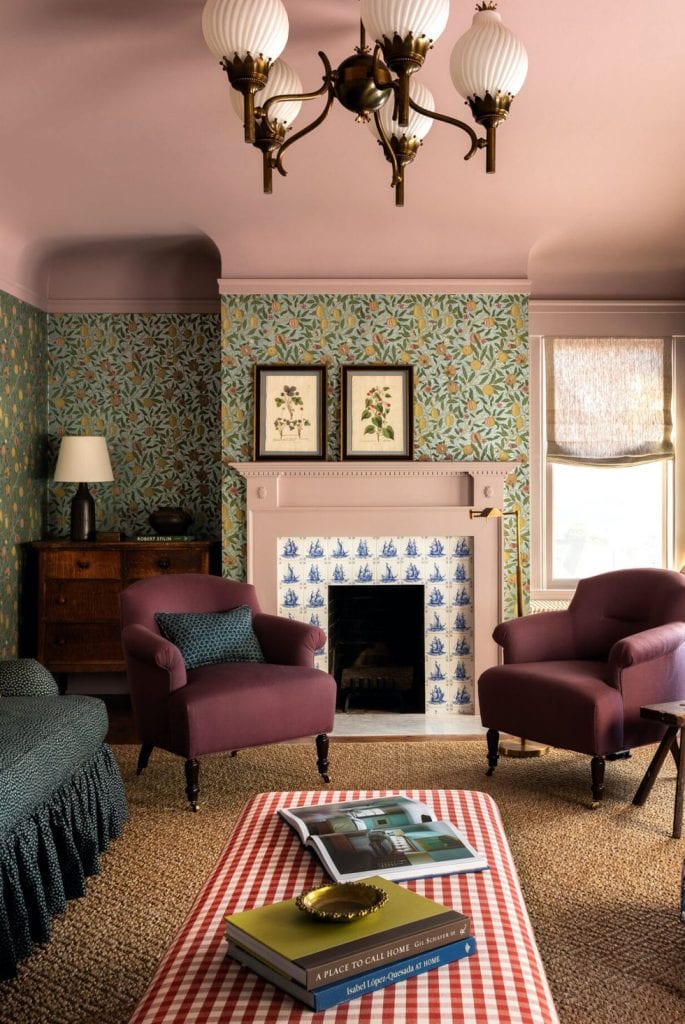 fireplace decorating ideas 57 Easy Fireplace Decorating Ideas That’ll Look Stylish All Year Long fireplace ideas heidi caillier design cow hollow sf interior design william morris wallpaper scaled 1660063093 685x1024