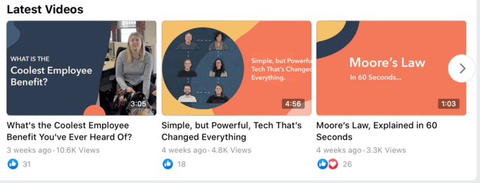 Facebook video thumbnails