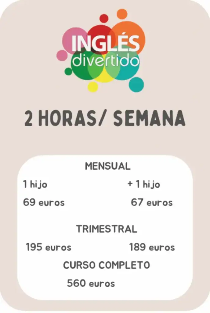 Precios de clases de inglés 2 horas por semana en Inglés Divertido