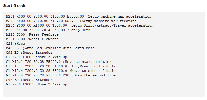 ender 5 default start gcode bltouch saved mesh example