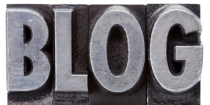 blog word in grunge metal type