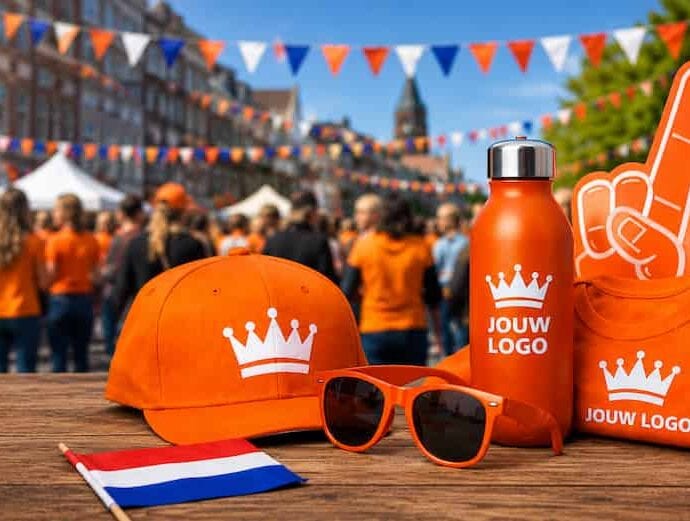 Koningsdag relatiegeschenken bedrukken zoals zonnebril pet en waterfles met logo