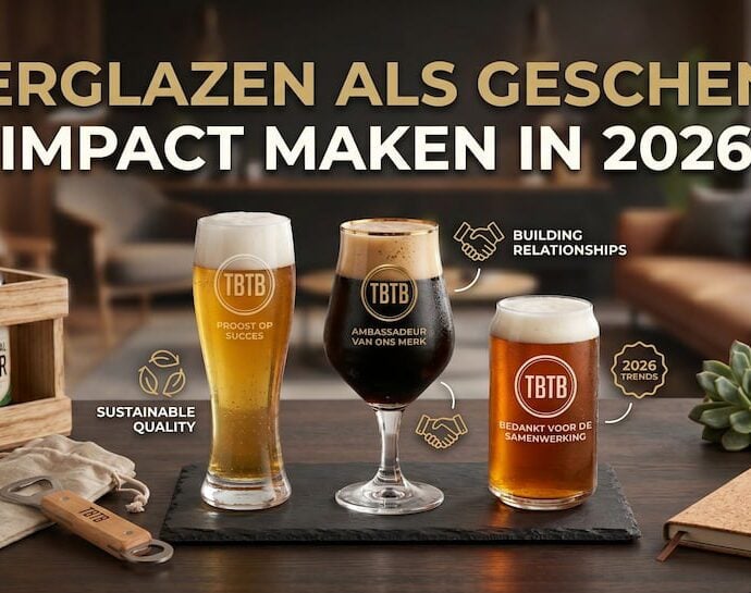 Premium bedrukte craft bierglazen als geschenk met TBTB logo