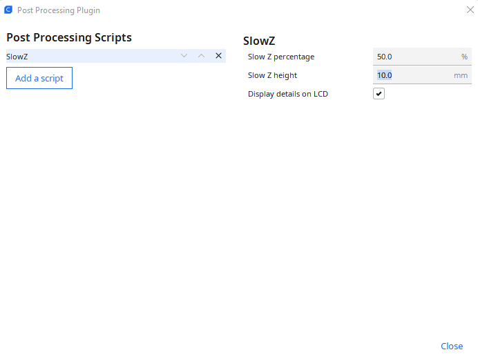 cura slow z post processing script