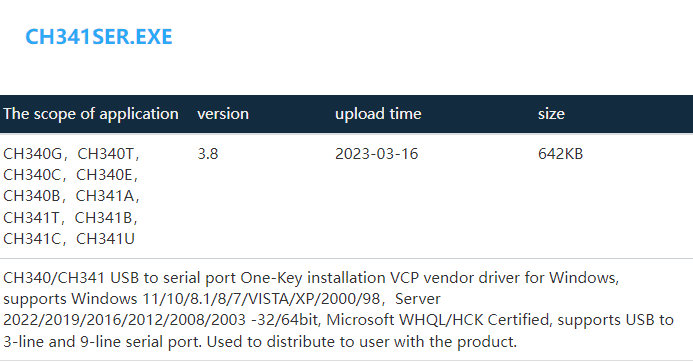ch340 drivers for windows page