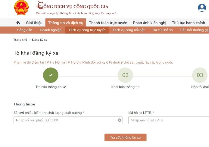 Có được khai đăng ký xe online hay không?