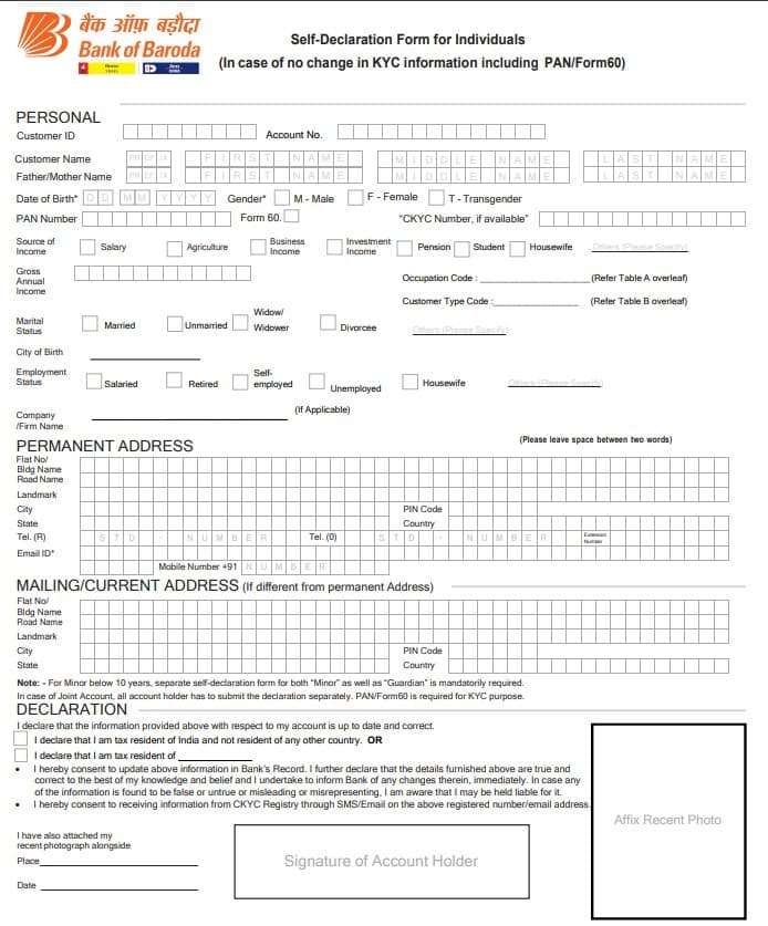 Bank of Baroda KYC Form: Download, Fill & Submit 2026