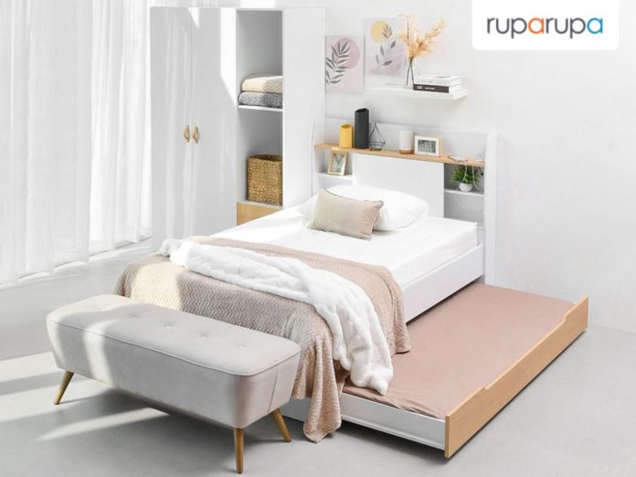 Informa Biel Slide bed and wardrobe set - white minimalist furniture