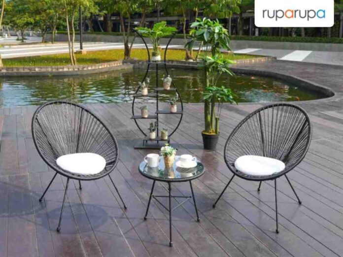 Sun Acapulco Set Meja & Kursi Teras - Hitam kursi teras