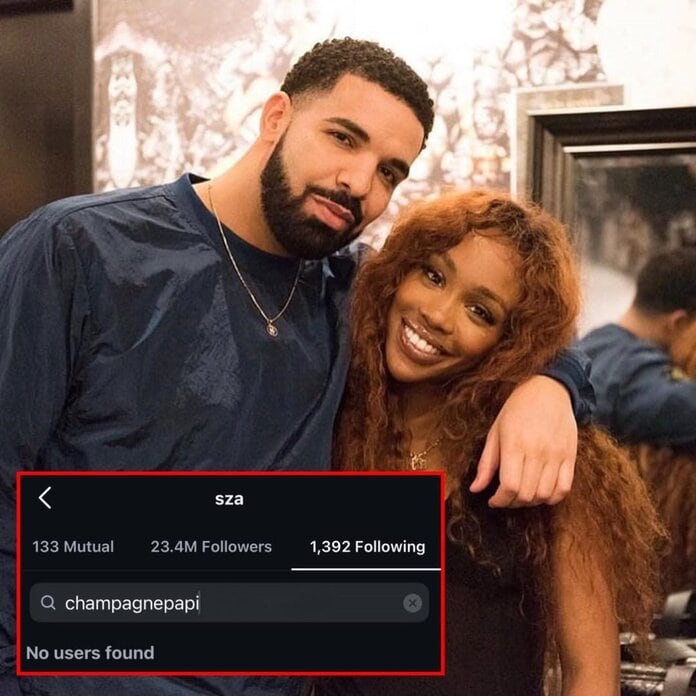 SZA unfollowed Drake on instagram