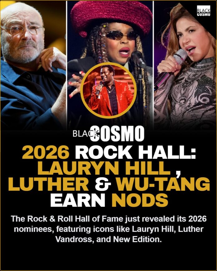 Collage of 2026 Rock & Roll Hall of Fame nominees featuring Lauryn Hill, Luther Vandross, and Wu-Tang Clan.