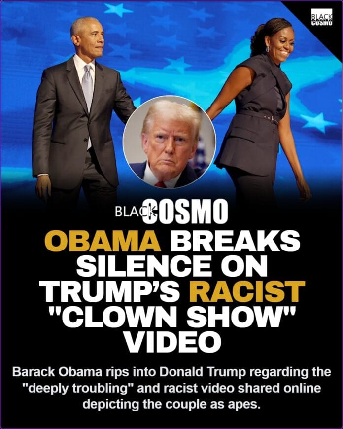 Barack Obama Addresses Donald Trump’s ‘Clown Show’ And ‘Deeply Troubling’ Racist Video Depicting Former President And Michelle Obama As Apes