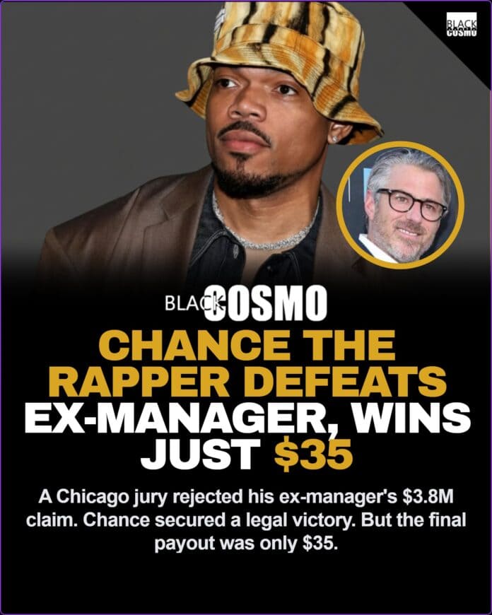 Chance the Rapper speaking to the media after winning his lawsuit against his ex-manager.