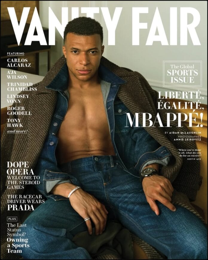 Kylian Mbappé styled by Law Roach for Vanity Fair magazine cover