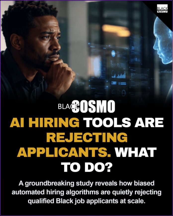 An abstract representation of a diverse job candidate's resume being scanned by a digital glowing lock, symbolizing AI gatekeeping.