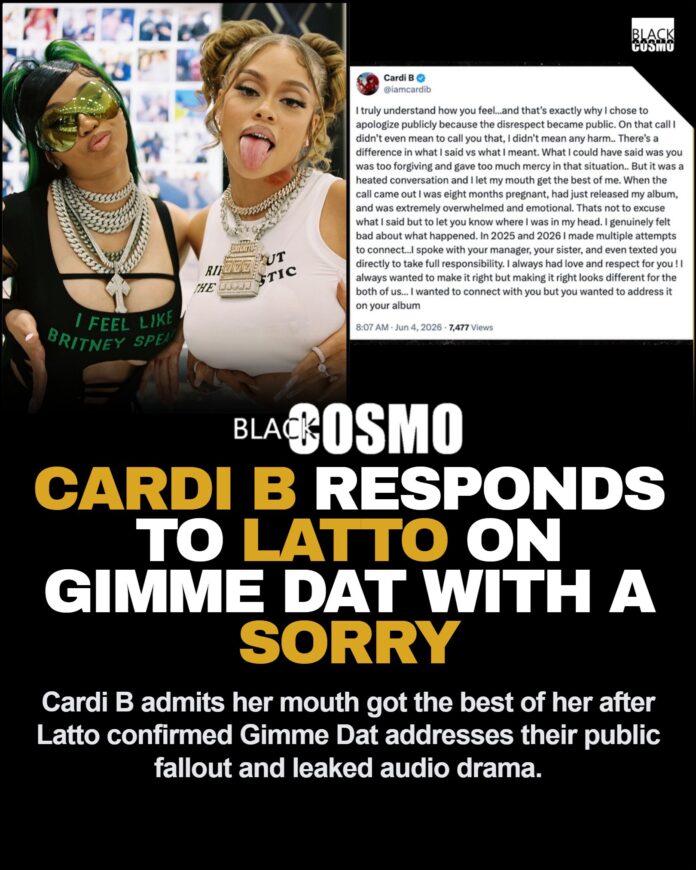 Cardi B and Latto during their respective media appearances in 2026.
