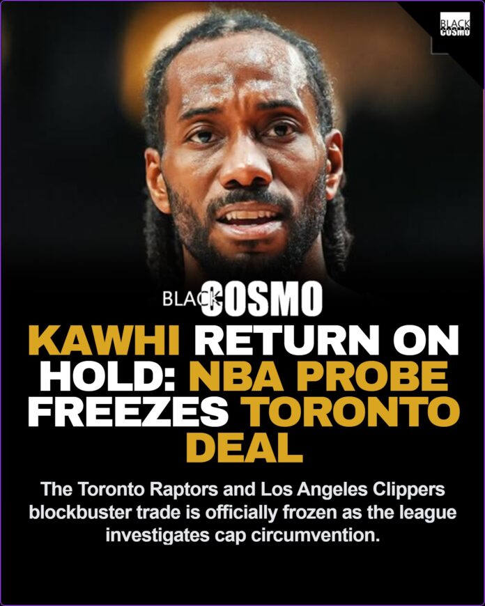 A professional basketball court lit up, representing the high stakes of NBA franchise transactions and player trades.