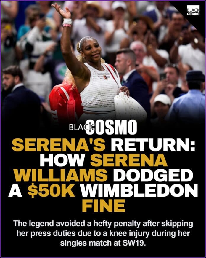 Serena Williams waves to the crowd at Centre Court on her Wimbledon return.
