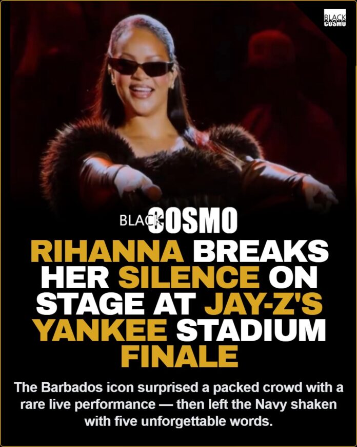 Rihanna and JAY-Z performing together live on stage during JAY-Z's Yankee Stadium concert residency.