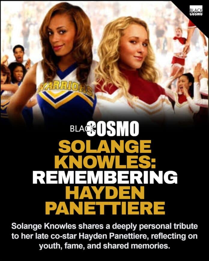 A nostalgic promotional still of Solange Knowles and Hayden Panettiere in the 2006 film Bring It On: All or Nothing.
