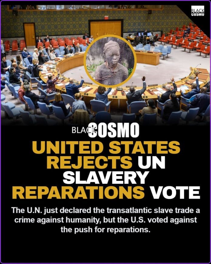 A powerful symbolic image representing the global call for transatlantic slave trade reparations following the historic United Nations vote.