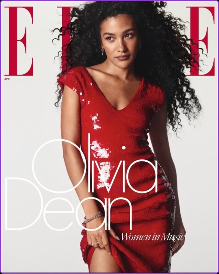 Olivia Dean on the April 2026 cover of Elle USA