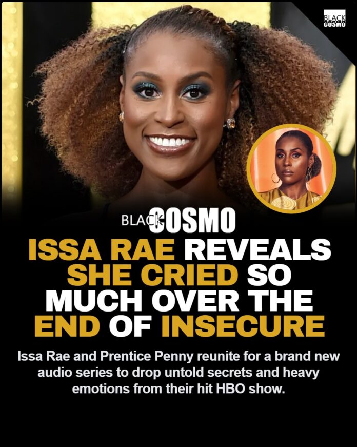 Issa Rae looking sophisticated and authoritative in a stylish outfit.