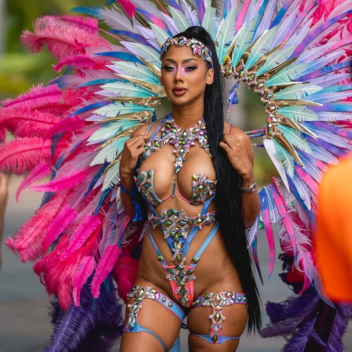 girl in costume crop over barbados