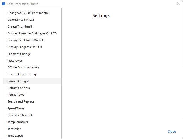 cura post processing scripts dropdown