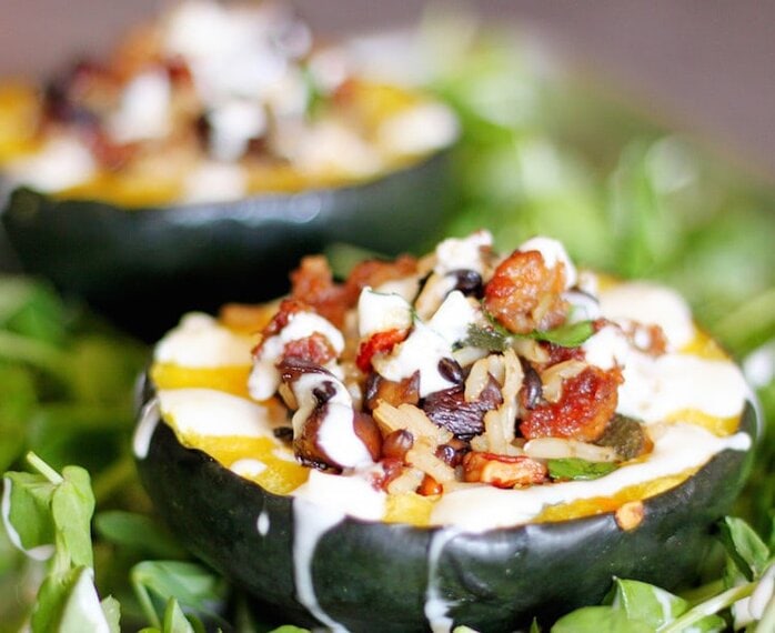 Sausage and Rice Stuffed Acorn Squash