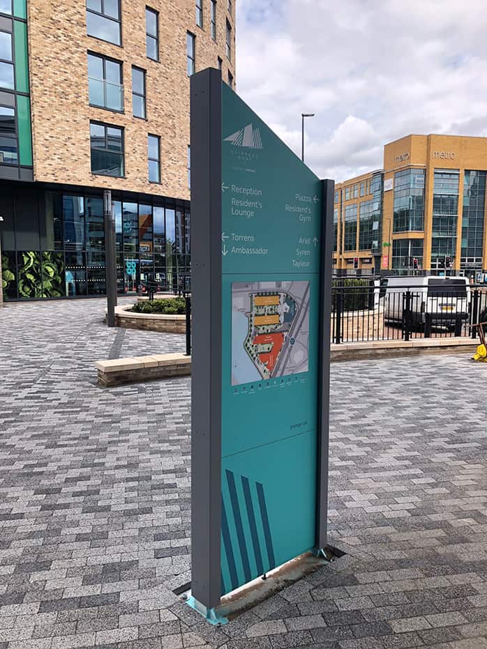 Totem sign within Clippers Quay