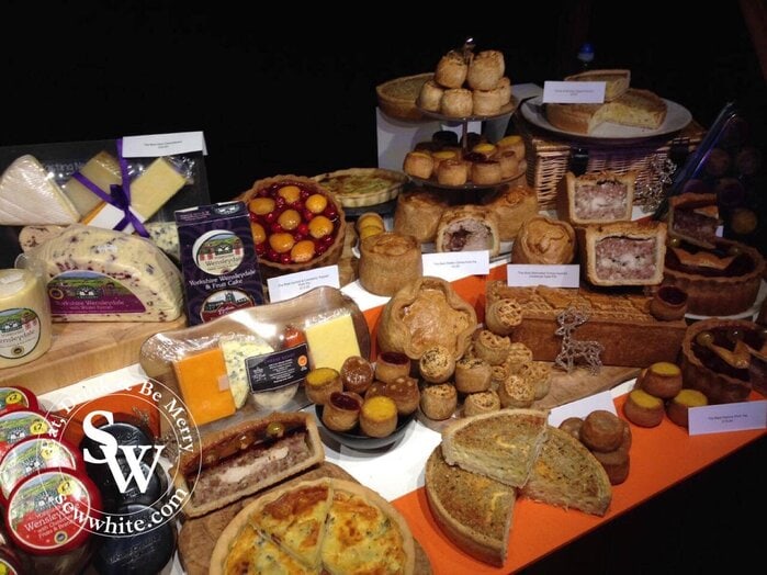 Morrison's Christmas Showcase of pies and cheeses