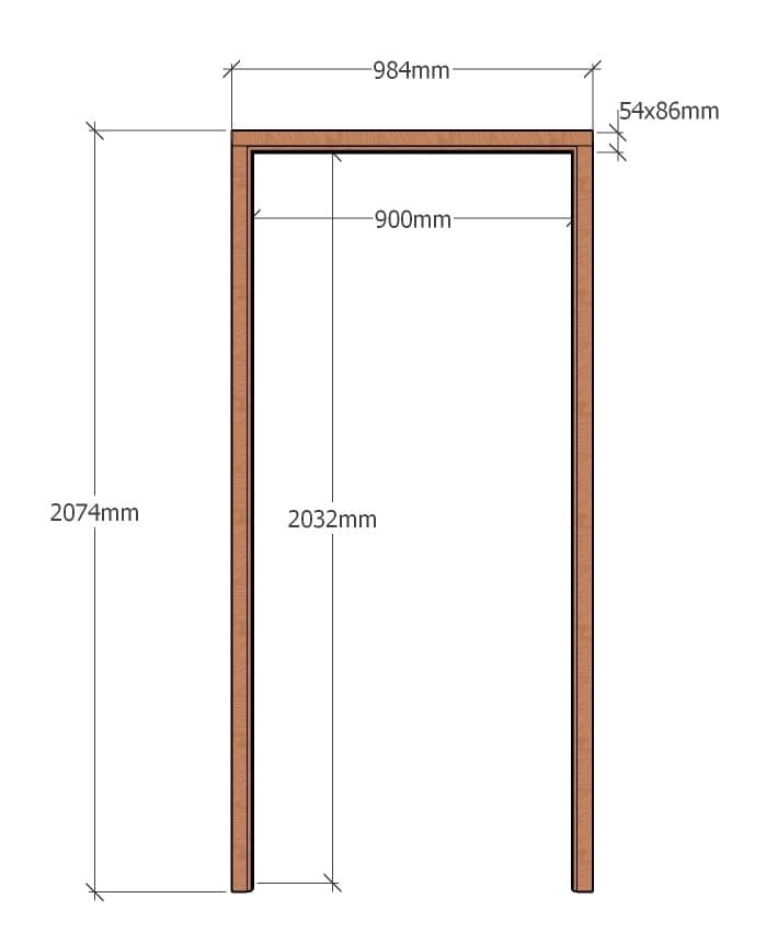 Heavy Duty Door Frame 900mm x 2032mm 54mm x 86mm Profile