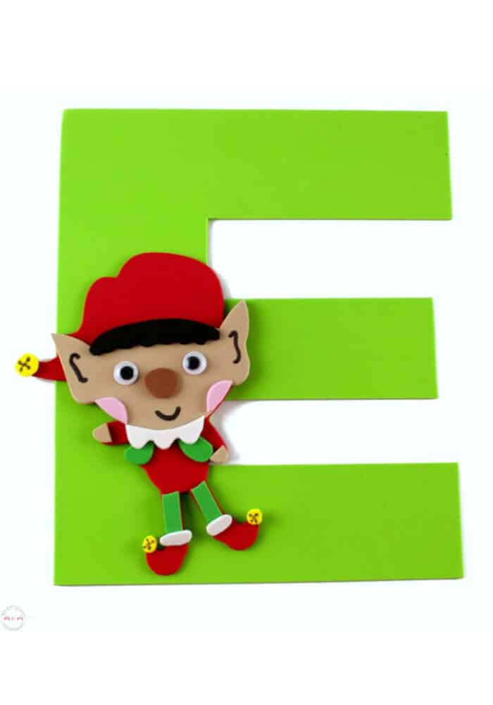 elf craft letter recognition for kids Christmas themed