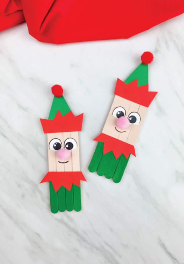 Christmas idea, elf popsicle stick craft for kids