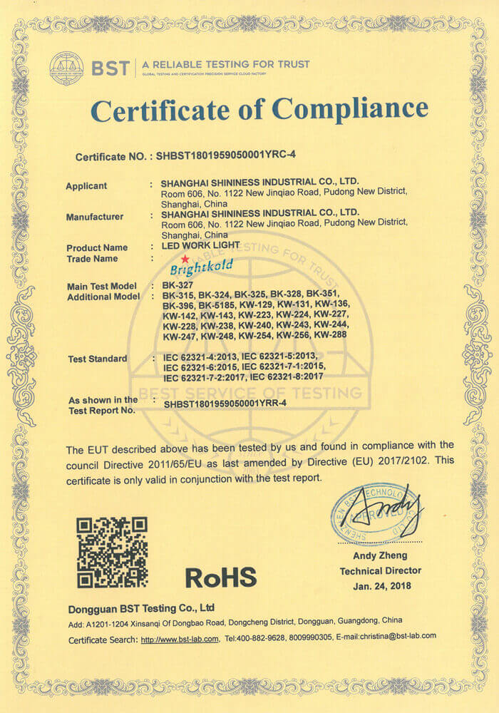 RoHS Certification for LED Lamps