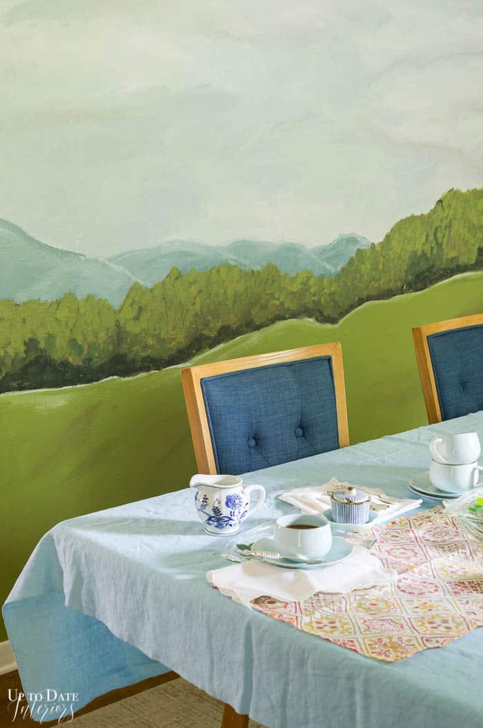 blue and green dining room