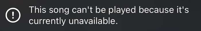 This song can't be played because it's currently unavailable