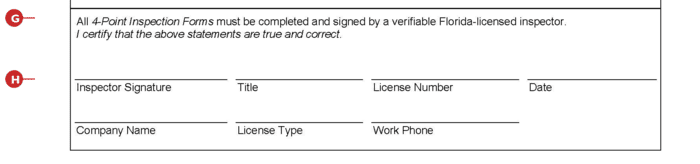 4-point insurance inspection form page 3 signature block