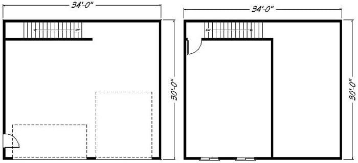 34x30 2 story rv garage floor plan | reality homes