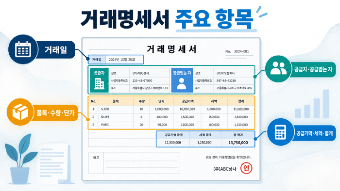 거래명세서에 들어가는 주요 항목