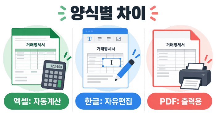 엑셀·한글·PDF 양식은 무엇이 다를까
