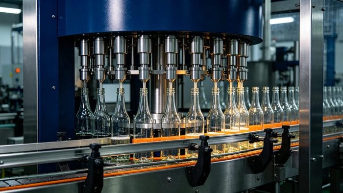 liquid-filling-machines packaging machine on production line