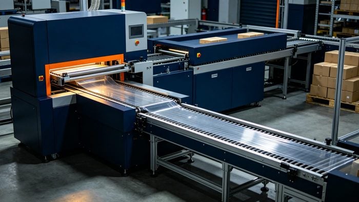 shrink-wrapping-machines packaging machine on production line