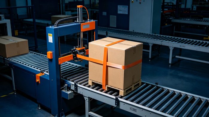 strapping-machines packaging machine on production line