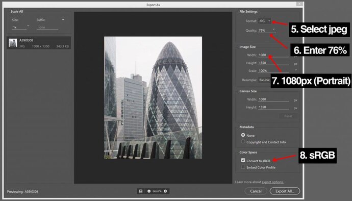 Photoshop Export Window